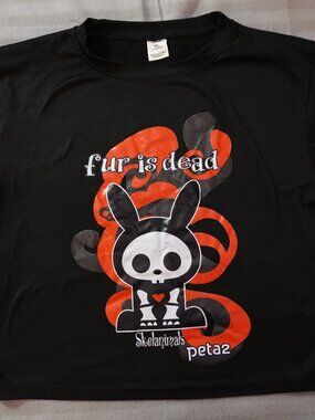 PETA x Skelanimals "Fur Is Dead" Reprint Women's Size XL Crop Top LIKE NEW